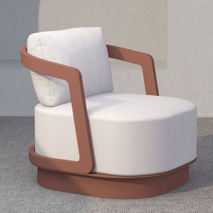 Set mobilier terasă din aluminiu teracota cu măsuțe ceramice TORRE [5]