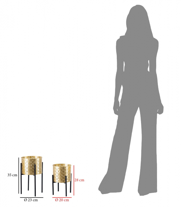Set Suporturi flori Glissy, metal, auriu/negru [7]