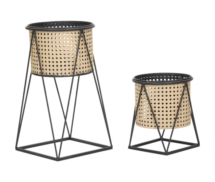 Suporturi flori Osaka, metal negru/natur [1]