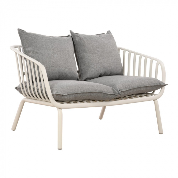 Set mobilier bej-gri – structură rășină fibră, perne impermeabile, masă ovală [8]