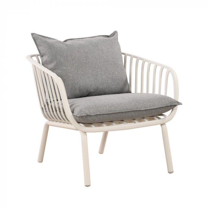Set mobilier bej-gri – structură rășină fibră, perne impermeabile, masă ovală [3]