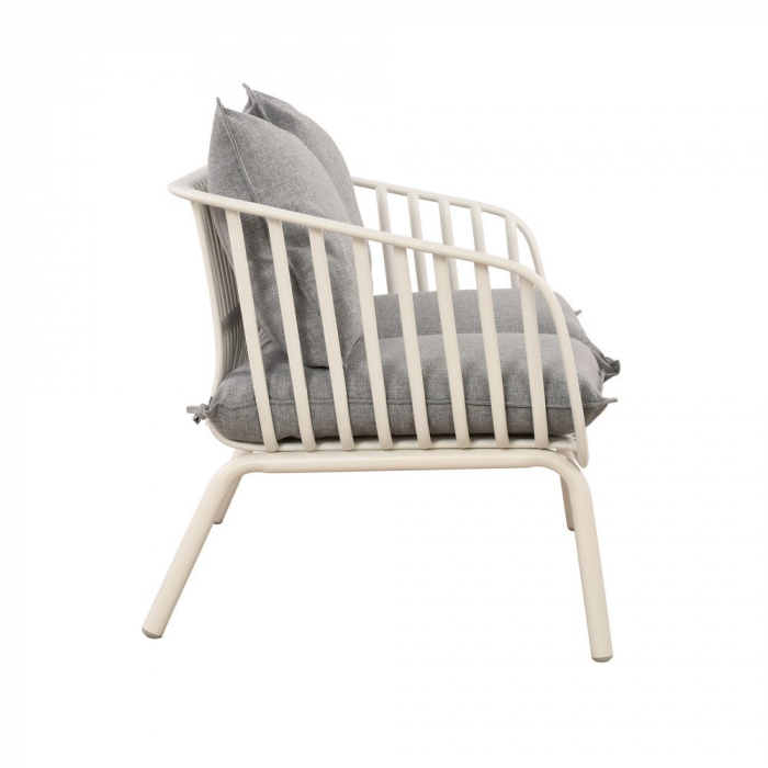 Set mobilier bej-gri – structură rășină fibră, perne impermeabile, masă ovală [6]