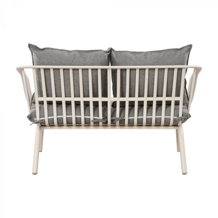 Set mobilier bej-gri – structură rășină fibră, perne impermeabile, masă ovală [10]