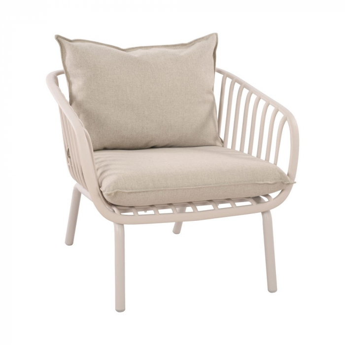 Set exterior bej – rășină cu fibră sticlă, perne UV și masă ovală [2]