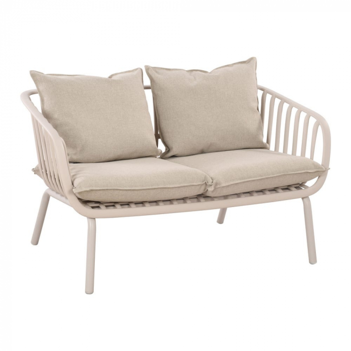 Set exterior bej – rășină cu fibră sticlă, perne UV și masă ovală [6]