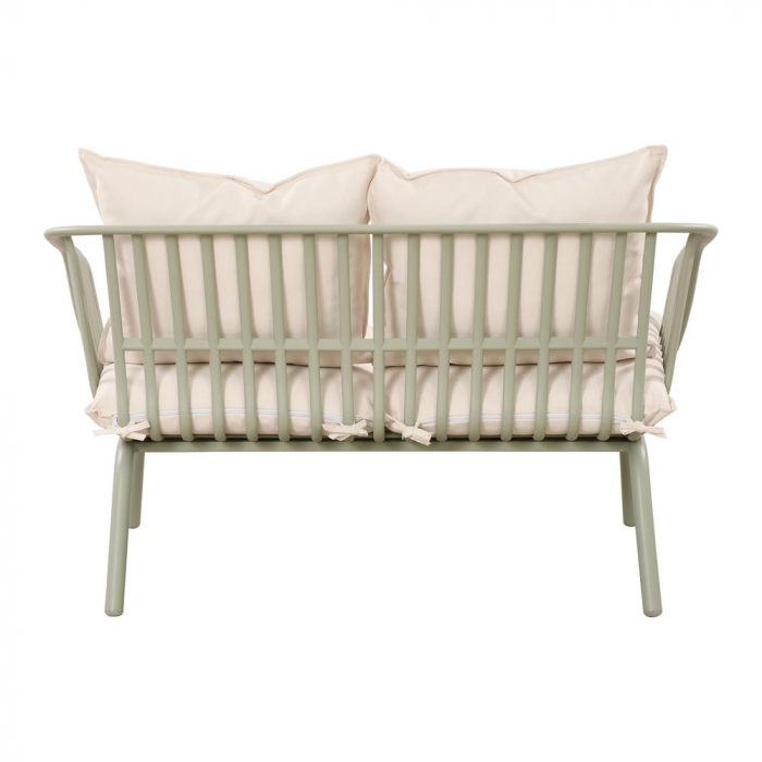 Set mobilier verde salvie + bej – rășină fibră sticlă, perne UV, masă ovală [11]