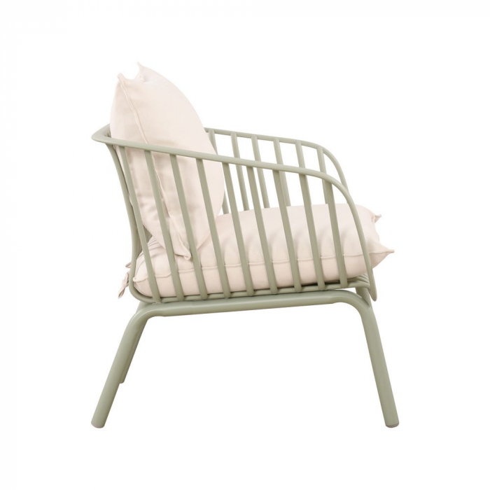 Set mobilier verde salvie + bej – rășină fibră sticlă, perne UV, masă ovală [6]