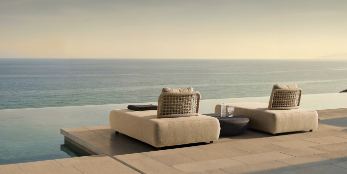 Sezlong de exterior taupe din aluminiu si polipropilena Lenk 102x184x81 cm [2]