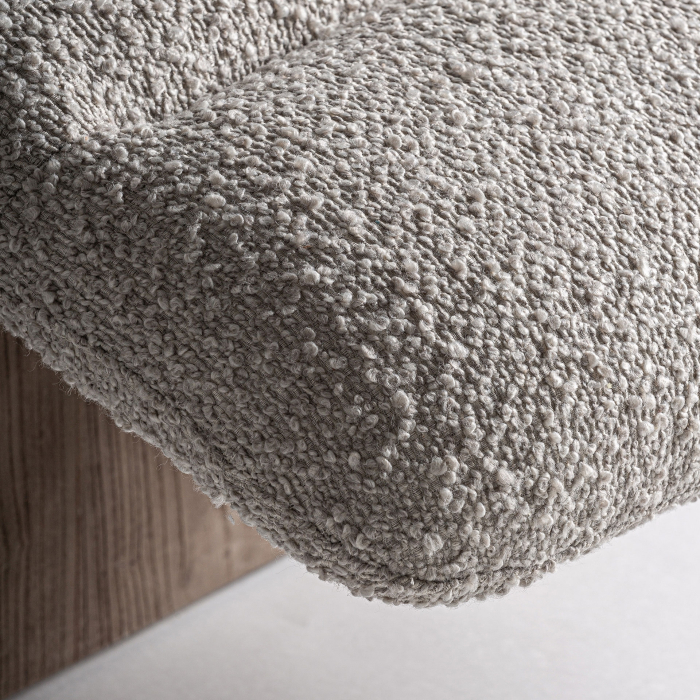 Sezlong din lemn de ulm maro si stofa bej Jacquard 180x68x84 cm [6]