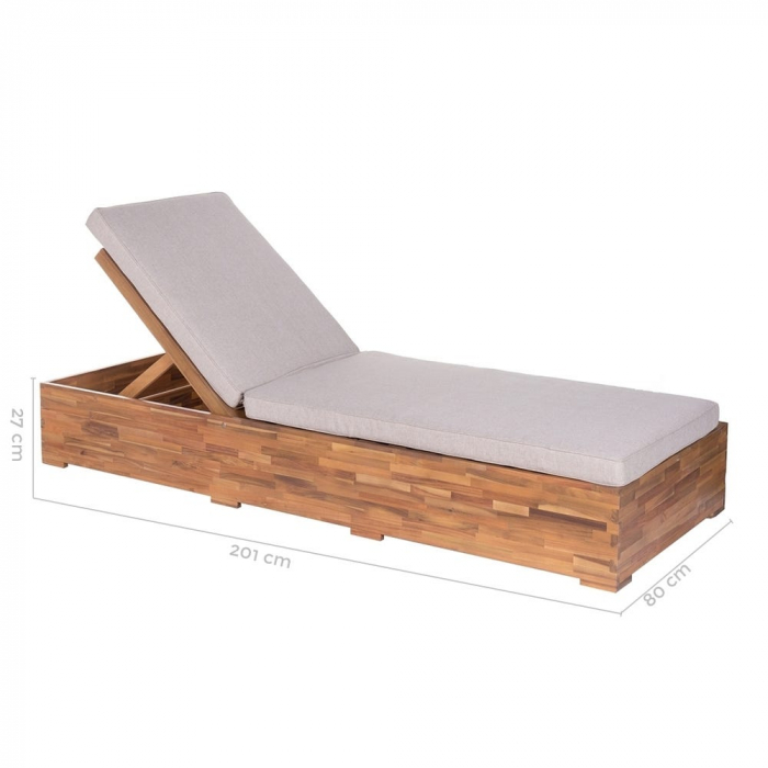 sezlong NORAH lemn acacia – spătar reglabil, exterior natural [3]