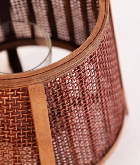 Sfesnic decorativ Bled din bambus maro cu textile burgundy [3]