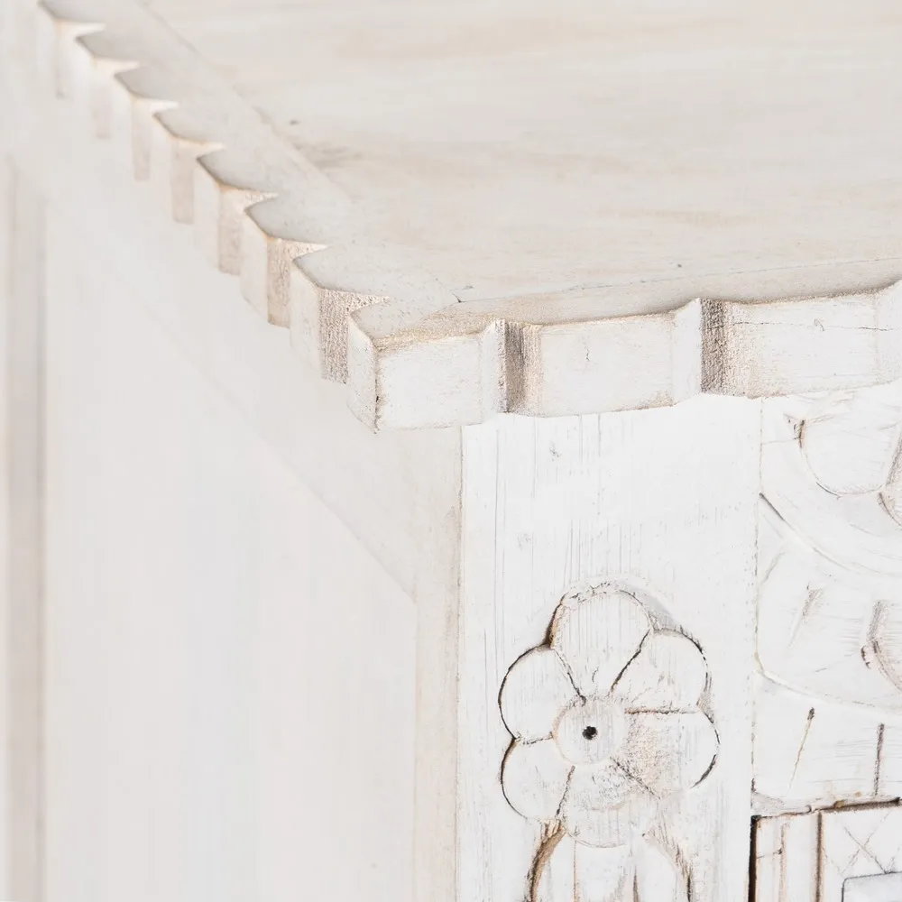 Sifonier alb vintage sculptat mango | Mobilier dormitor clasic [4]