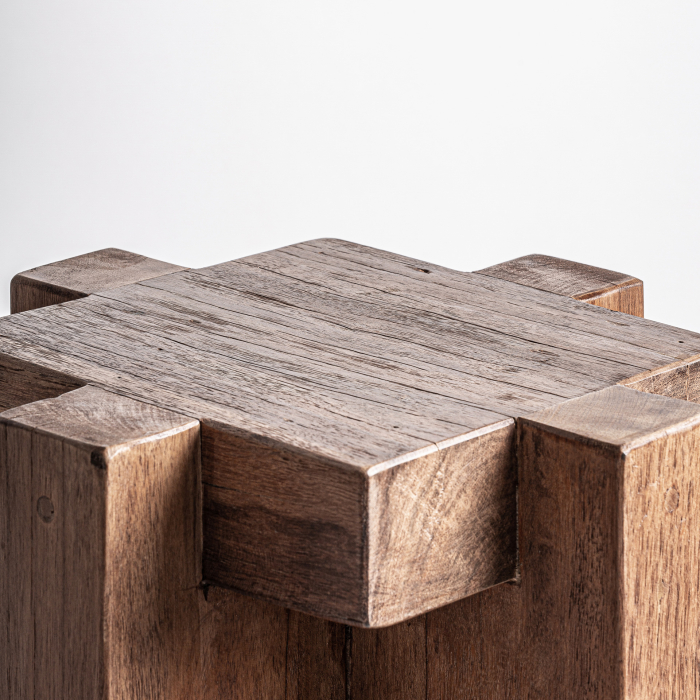 Soclu decorativ din lemn de sal maro Brutalist [5]