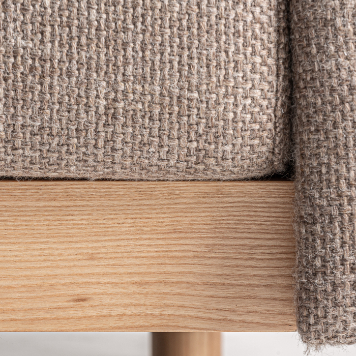 Sofa din stofă bej texturată cu structură din lemn [6]