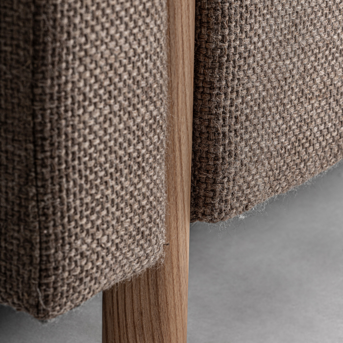 Sofa din stofă bej texturată cu structură din lemn [7]