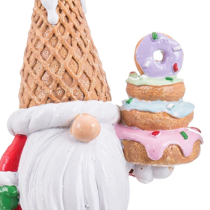 Spiriduș din rășină cu pălărie cornet de înghețată barbă lungă albă haină roșie și cupcake cu trei etaje [2]