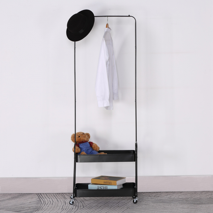 stativ haine metal negru rafturi roti Loop [3]