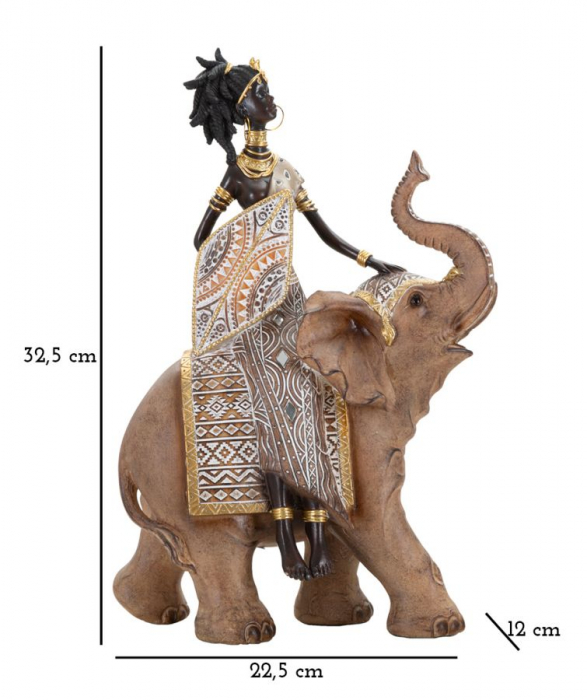 Statueta femeie africana pe elefant | Arta africana maiestuoasa | CreativDeco.ro [6]