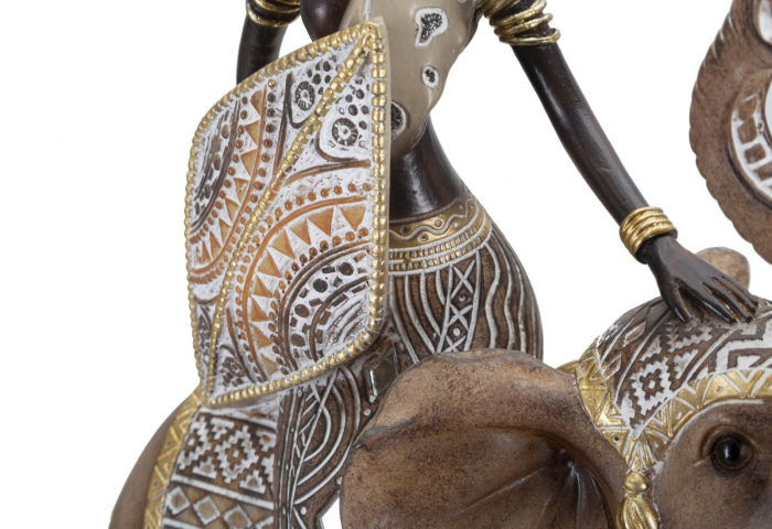 Statueta femeie africana pe elefant | Arta africana maiestuoasa | CreativDeco.ro [4]