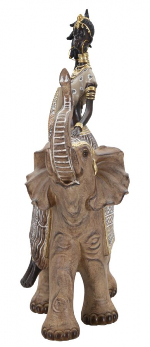 Statueta femeie africana pe elefant | Arta africana maiestuoasa | CreativDeco.ro [2]