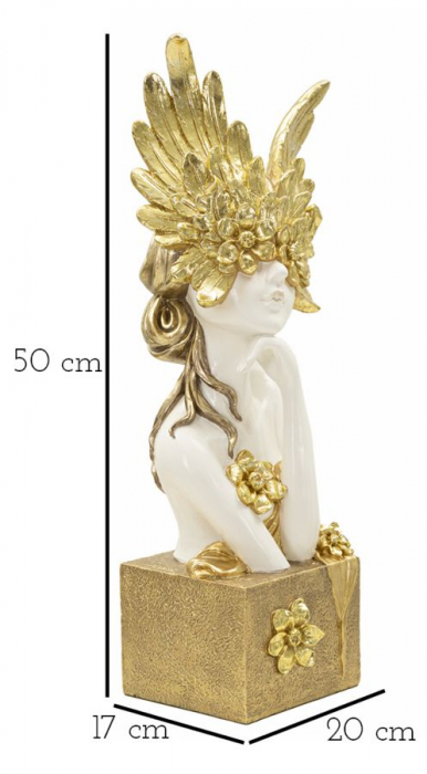 Statueta Minerva alb auriu | Zeita intelepciunii decor | CreativDeco.ro [8]