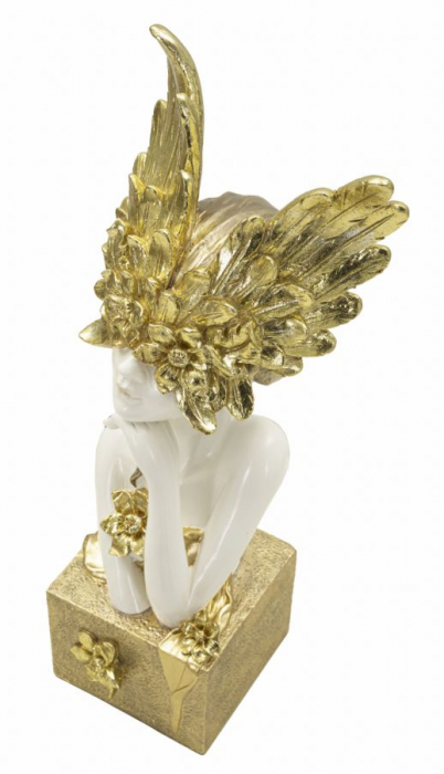 Statueta Minerva alb auriu | Zeita intelepciunii decor | CreativDeco.ro [3]
