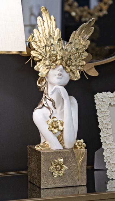 Statueta Minerva alb auriu | Zeita intelepciunii decor | CreativDeco.ro [7]