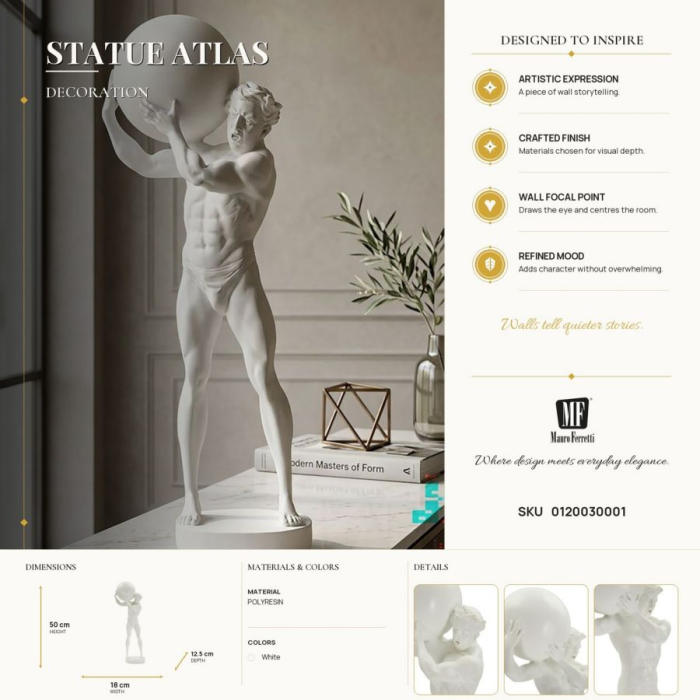 Statueta Atlas Alba | Decor Statement Interior | CreativDeco [9]