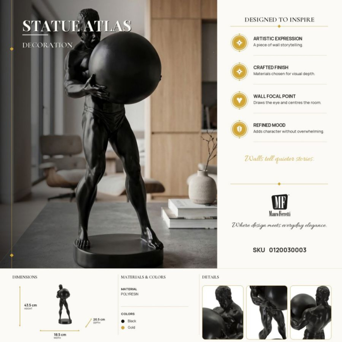 Statueta Neagra Atlas | Piesa Decorativa Moderna | CreativDeco [9]