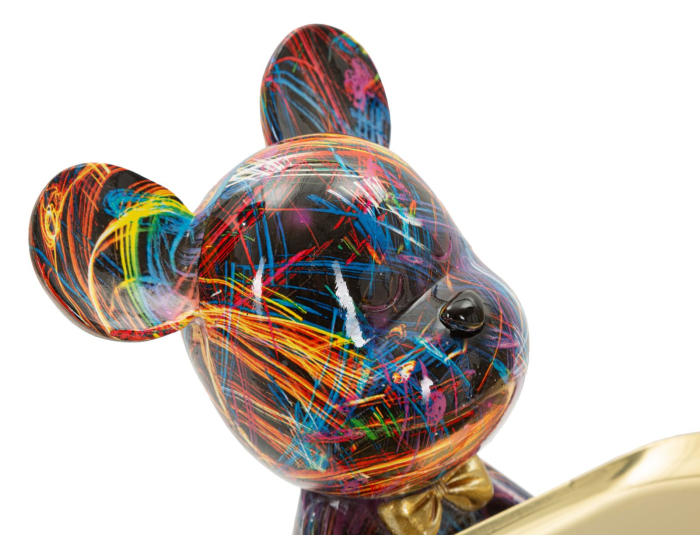 Statueta decorativa catel modern cu tava aurie multicolor din polirasina [4]