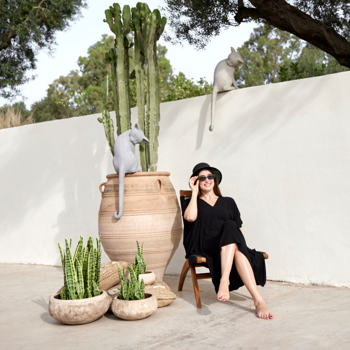 Statuetă decorativă pisică piatră sinterizată [2]