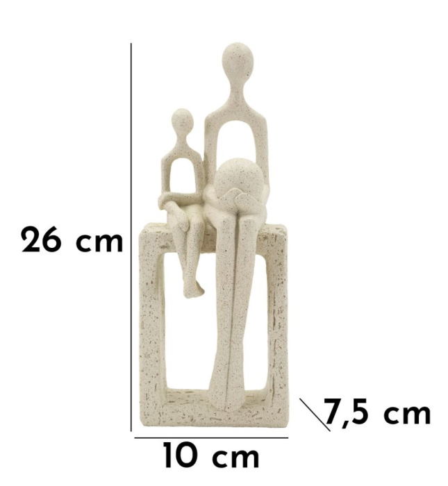 Statuetă decorativă familie stilizată cu siluete crem pe soclu dreptunghiular cu efect de piatră [9]