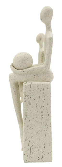 Statuetă decorativă familie stilizată cu siluete crem pe soclu dreptunghiular cu efect de piatră [3]