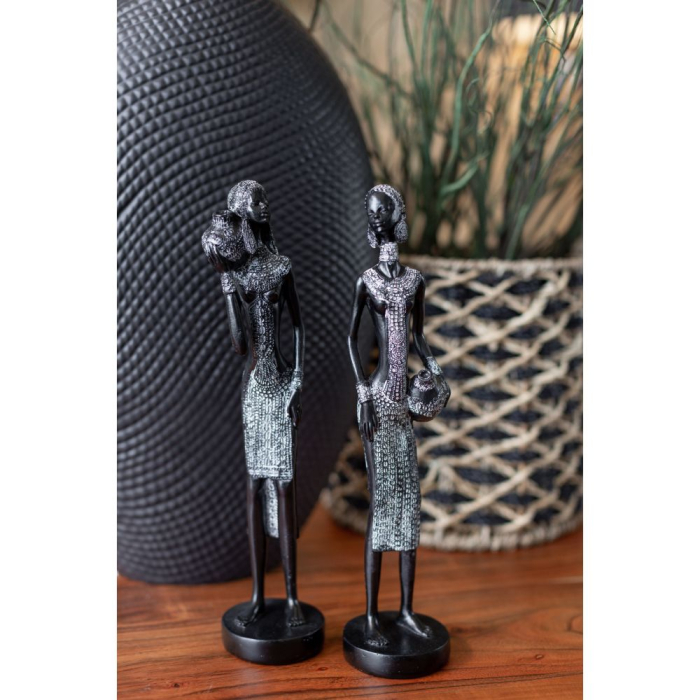 Statuetă decorativă femeie africană negru și alb din polirășină 9 x 9 x 35 cm [2]