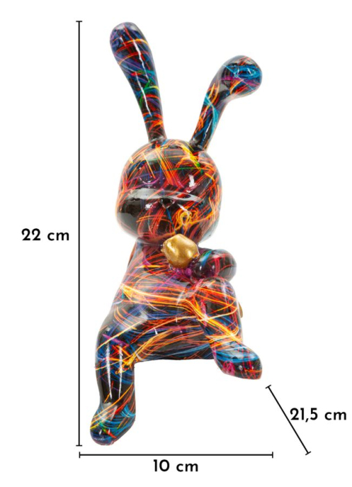 Statueta decorativa iepuras artistic multicolor din polirasina cu inima aurie [7]