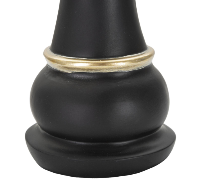 Statuetă decorativă regină de șah neagră mată cu inele aurii și coroană cu margini zimțate [4]