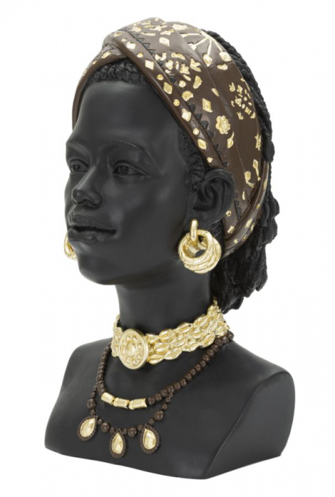 Statueta Donna Masai, rasina, nagru/auriu [3]