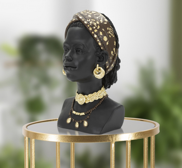 Statueta Donna Masai, rasina, nagru/auriu [7]
