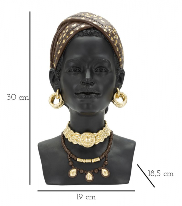 Statueta Donna Masai, rasina, nagru/auriu [8]