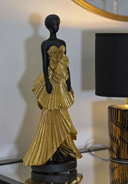 Statueta Donnina Fashion rochie aurie - CreativDeco.ro   [6]
