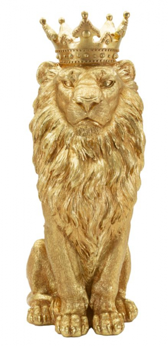 Statuetă leu auriu cu coroană decorativă [3]