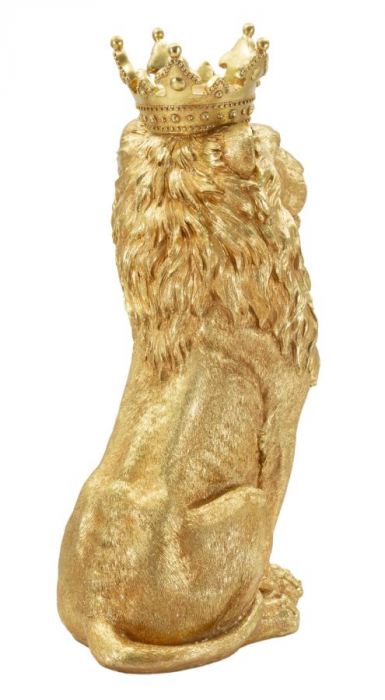 Statuetă leu auriu cu coroană decorativă [8]