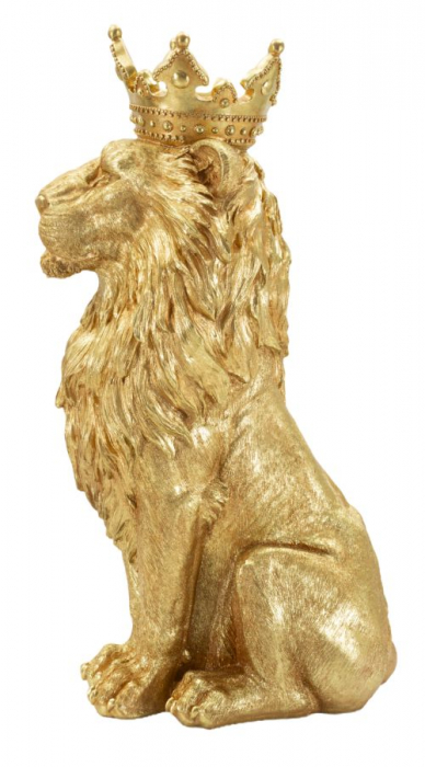 Statuetă leu auriu cu coroană decorativă [4]