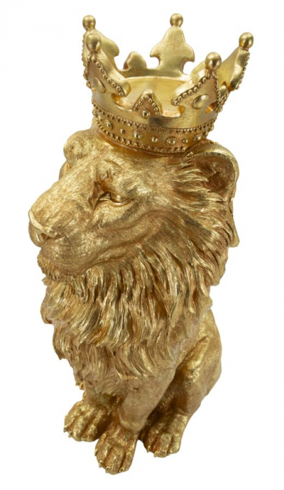 Statuetă leu auriu cu coroană decorativă [5]