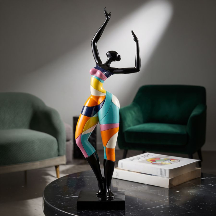 Statueta femeie dansand stil rubic rasina lacuita multicolora 12x38 - CreativDeco.ro [2]