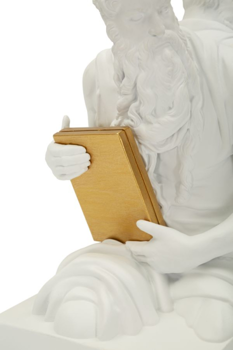 Suport carti decorativ alb cu auriu din polirasina [4]