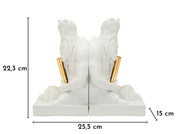 Suport carti decorativ alb cu auriu din polirasina [8]