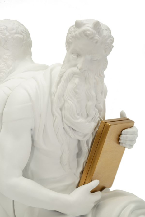 Suport carti decorativ alb cu auriu din polirasina [3]