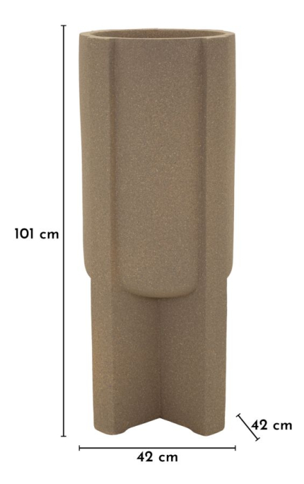 Suport vază exterior maro din rășină cu design sculptural Moai [8]