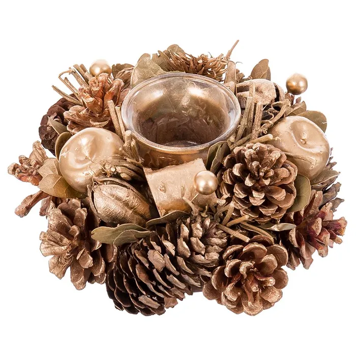 Suport lumanari CreativDeco - Decor Craciun cu accente aurii [2]